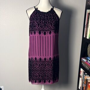 M.S.S.P. Purple and Black Velour Slip Dress (Size S)